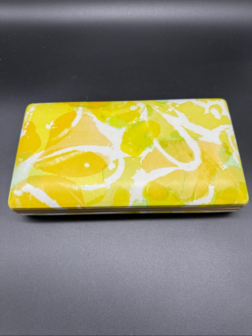 Vintage Mele Mod Yellow Abstract Swirl Earring Case